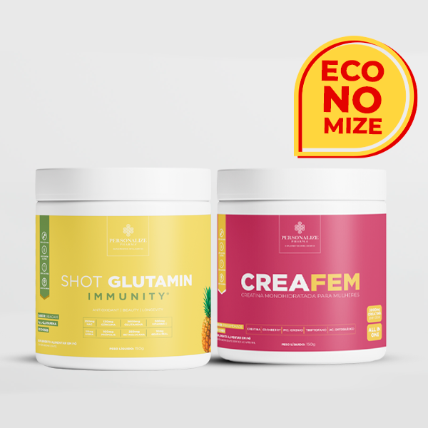 Combo Desinflama Mulher - Shot Glutamin Immunity com NAC (Sabor Abacaxi) + Creafem - 150g por pote