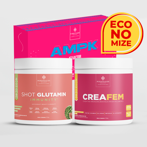 Trio Fit Completo - Creafem + Shot Glutamin Immunity (Sabor Melancia) + AMPK
