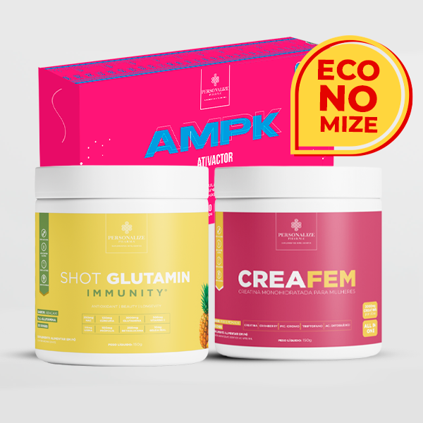 Trio Fit Completo - Creafem + Shot Glutamin Immunity (Sabor Abacaxi) + AMPK