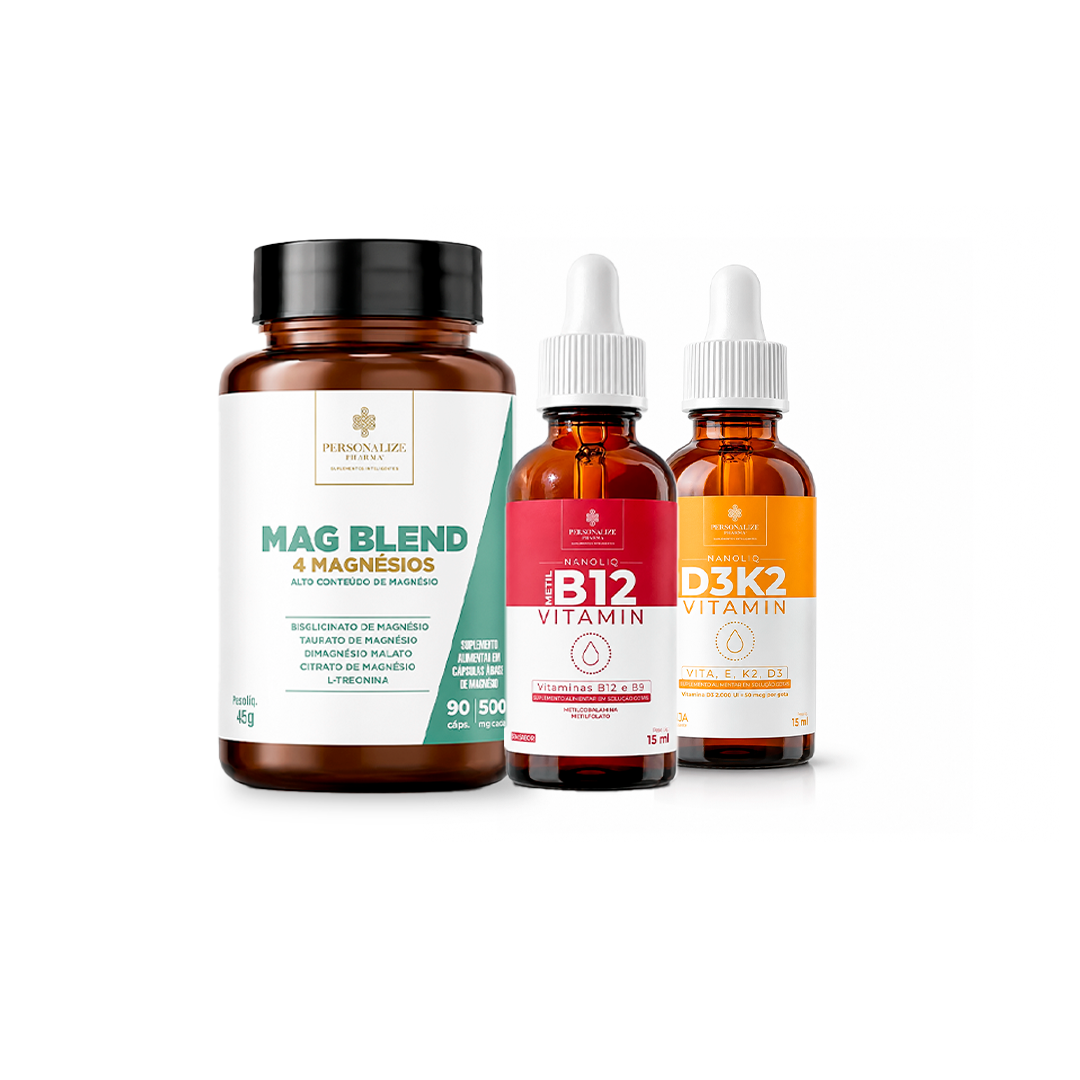 Combo Saúde - Mag Blend + Vitamina B12 + Vitamina D3K2