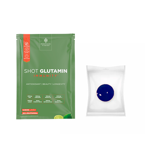 KIT BRINDES - 1 goma Gummy Melatonina + 1 Sachê Shot Glutamin Immunity (Sabor Limão)