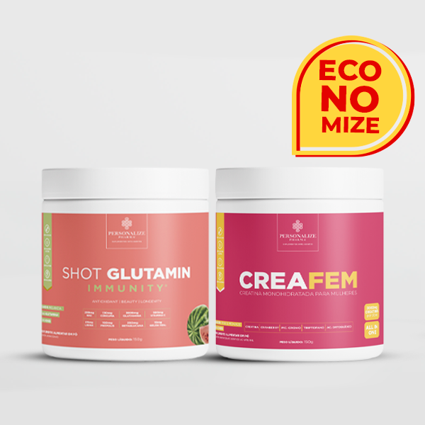 Combo Desinflama Mulher - Shot Glutamin Immunity com NAC (Sabor Melancia) + Creafem - 150g por pote