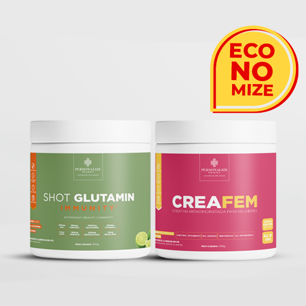 Combo Desinflama Mulher - Shot Glutamin Immunity com NAC (Sabor Limão) + Creafem - 150g por pote