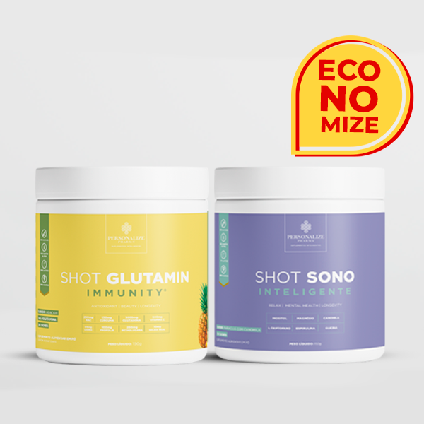 Combo Dia e Noite - Shot Glutamin Immunity (sabor Abacaxi) + Shot Sono Inteligente - 150g por pote
