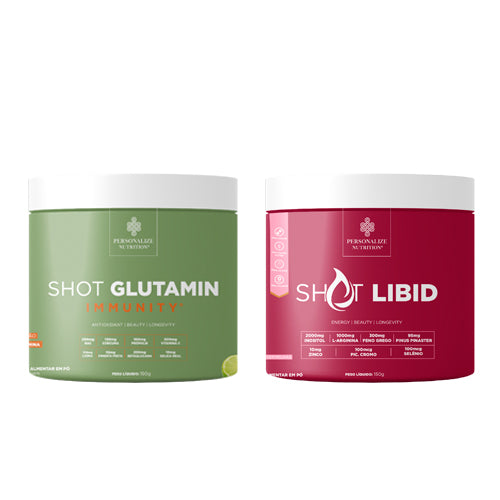 Dupla Vital - Shot Glutamin Immunity Sabor Limão + Shot Libid