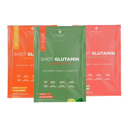 3 sachês Shot Glutamin Immunity - Sabores aleatórios