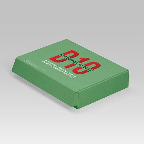 Kit Detox 10 dias - 10 sachês Shot Glutamin Immunity (Sabor limão), 1 Blister Ampk Ativactor, 10 sachês Shot Verde Detox, 10 sachês Shot Libid, 10 sachês Shot Sono Inteligente