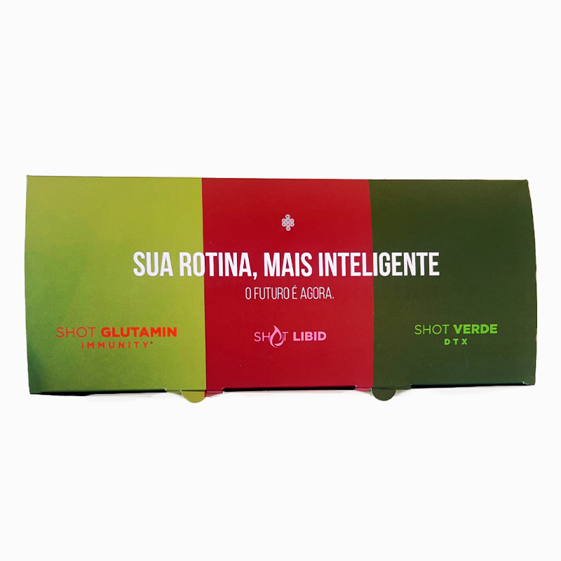 Kit Shots Inteligentes - Shot Glutamin Immunity (Sabor limão), Shot Libid, Shot Verde Detox - Rende 30 dias