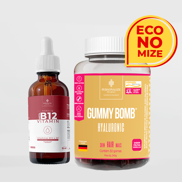 Combo Queda de Cabelo - Vitamina B12 + Gummy Bomb Hyaluronic