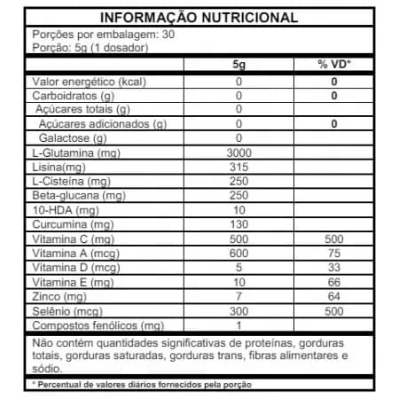 Shot Glutamin Immunity com NAC - Sabor Limão - Shot matinal completo e pronto - 150g