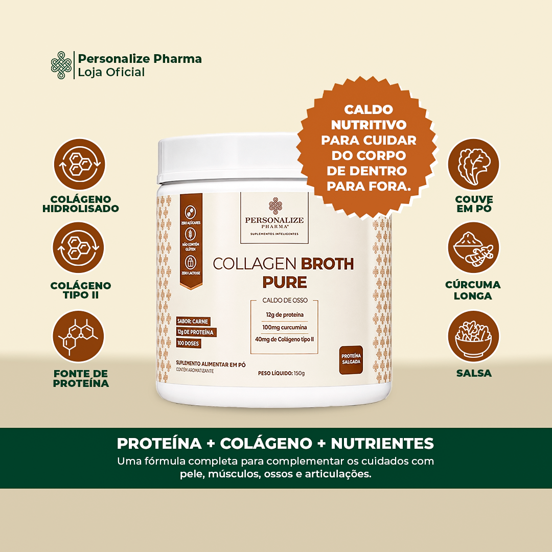 Collagen Broth - Caldo de osso - Rende 10 porções