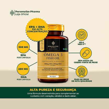 Combo Ômega 3 - 3 unidades- EPA 500mg / DHA 200mg por cápsula - 60 cápsulas