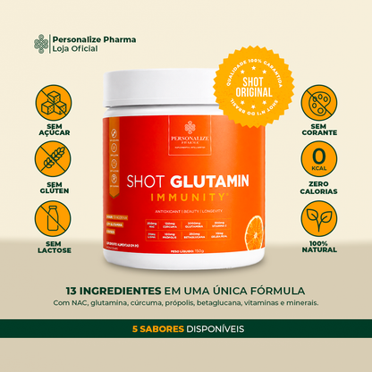 Combo 3 Shot Glutamin Immunity com NAC - 3 Unidades Sabor Tangerina - 150g por pote