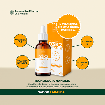 VITAMINA D3K2 NANOLIQ - Sua dose de imunidade – 15 ml – sabor laranja