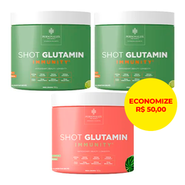 Combo 3 Shot Glutamin Immunity - 1 Unidade Sabor Melancia + 2 Unidades Sabor Limão - Rende 90 dias