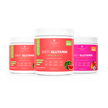 Combo 3 Shot Glutamin Immunity com NAC – 2 Unidades Melancia + 1 Unidade Sabor Manga com Pitaya – 150g por pote