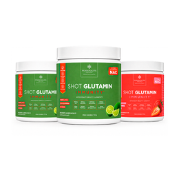 Combo 3 Shot Glutamin Immunity com NAC – 1 Unidade Sabor Morango + 2 Unidades Sabor Limão – 150g por pote