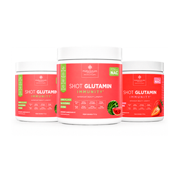 Combo 3 Shot Glutamin Immunity com NAC – 1 Unidade Sabor Morango + 2 Unidades Sabor Melancia – 150g por pote