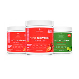 Combo 3 Shot Glutamin Immunity com NAC – 2 Unidades Sabor Morango + 1 Unidade Sabor Limão – 150g por pote