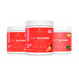 Combo 3 Shot Glutamin Immunity com NAC – 2 Unidades Sabor Morango + 1 Unidade Sabor Melancia – 150g por pote