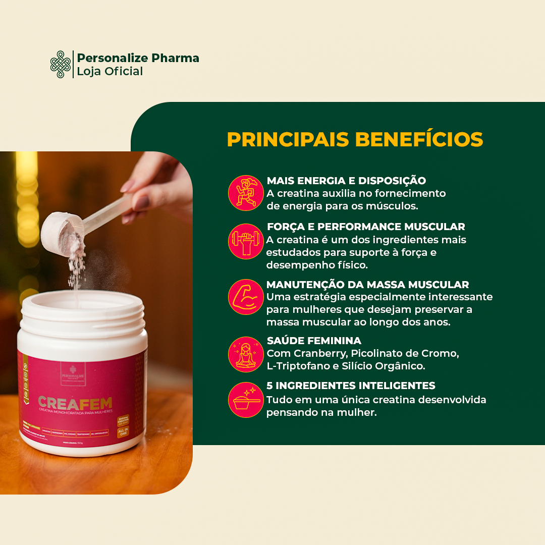 Combo Rotina Completa - Shot Glutamin Immunity (sabor tangerina) + Creafem + Shot Sono Inteligente - Magnésio Inositol