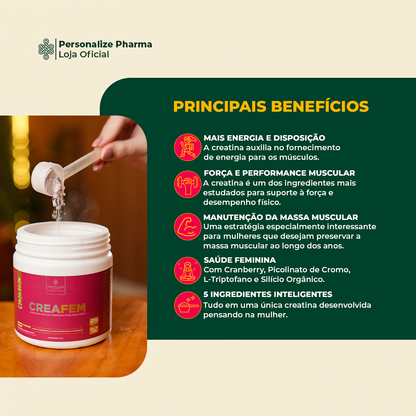 Combo Rotina Completa - Shot Glutamin Immunity (sabor tangerina) + Creafem + Shot Sono Inteligente - Magnésio Inositol