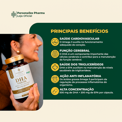 DHA ÔMEGA 3 - DHA 500mg / EPA 200mg por cápsula  60 cápsulas