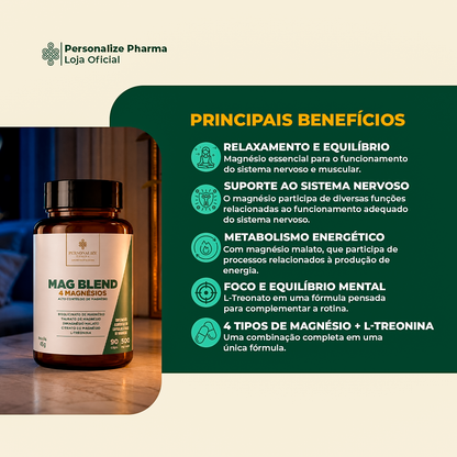 MAG BLEND – Blend de 4 MAGNÉSIOS – 90 cápsulas