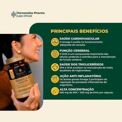 Combo Ômega 3 - 3 unidades- EPA 500mg / DHA 200mg por cápsula - 60 cápsulas