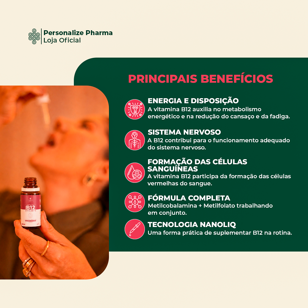 VITAMINA B12 NANOLIQ - Sua dose de bem-estar – 15 ml – sem sabor