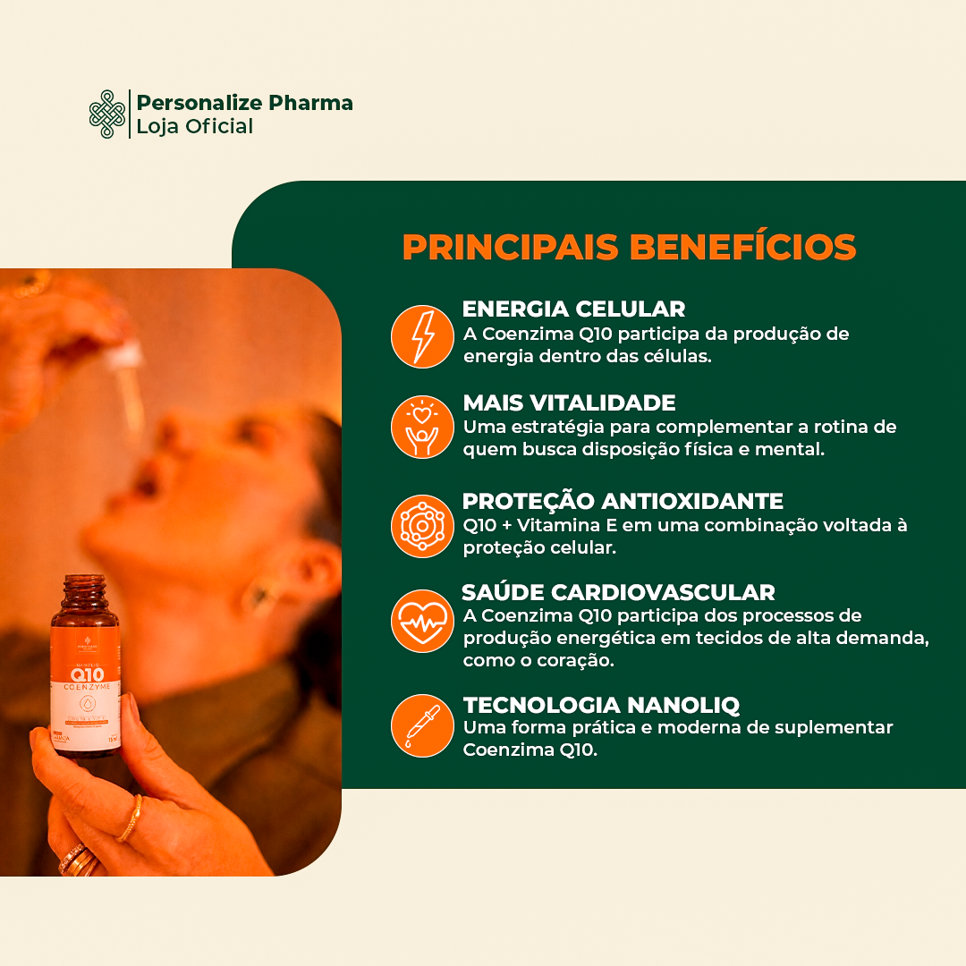 COENZIMA Q10 NANOLIQ - Sua dose de vitalidade – 15 ml – sabor laranja
