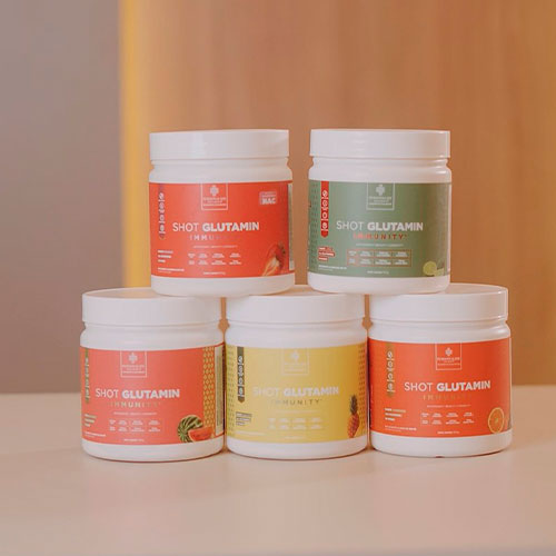 Combo 3 Shot Glutamin Immunity com NAC - 1 Unidade Sabor Limão + 1 Unidades Sabor Tangerina + 1 Unidade Sabor Melancia- 150g por pote