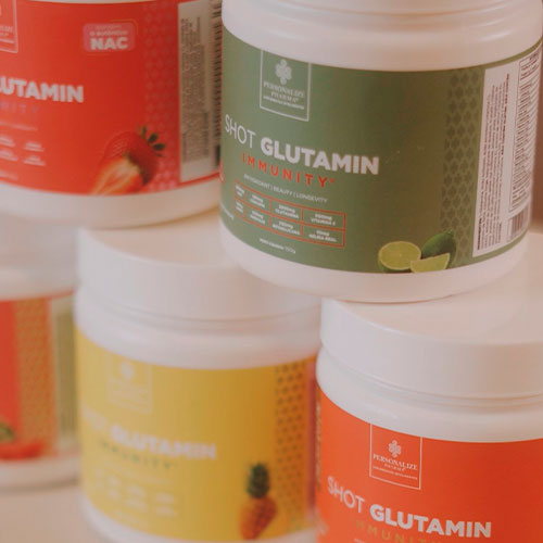 Combo 3 Shot Glutamin Immunity com NAC - 1 Unidade Sabor Limão + 1 Unidades Sabor Tangerina + 1 Unidade Sabor Melancia- 150g por pote