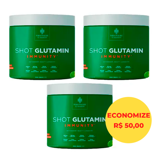 Combo 3 Shot Glutamin Immunity com NAC - Sabor Limão - Shot matinal completo e pronto - Rende 90 dias