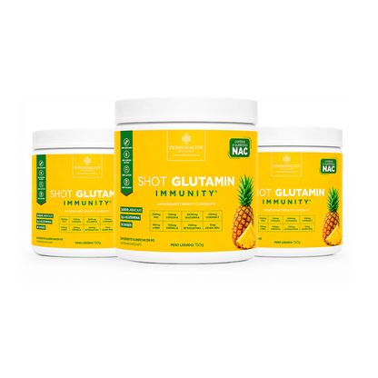 Combo 3 Shot Glutamin Immunity com NAC - 3 Unidades Sabor Abacaxi- 150g por pote
