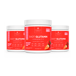 Combo 3 Shot Glutamin Immunity com NAC – 3 Unidades Sabor Morango – 150g por pote