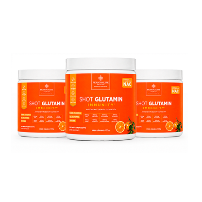Combo 3 Shot Glutamin Immunity com NAC - 3 Unidades Sabor Tangerina - 150g por pote