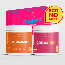 Trio Fit Completo - Creafem + Shot Glutamin Immunity (Sabor Tangerina) + AMPK