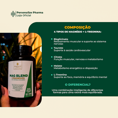 MAG BLEND – Blend de 4 MAGNÉSIOS – 90 cápsulas