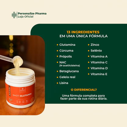Combo 3 Shot Glutamin Immunity com NAC - 3 Unidades Sabor Tangerina - 150g por pote