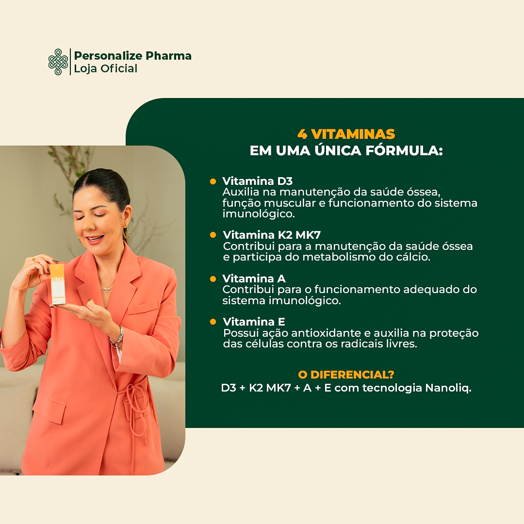 VITAMINA D3K2 NANOLIQ - Sua dose de imunidade – 15 ml – sabor laranja