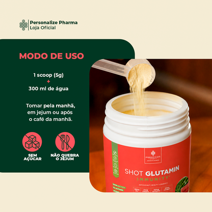 Combo 3 Shot Glutamin Immunity - 2 Unidades Sabor Melancia + 1 Unidade Sabor Limão - 150g por pote