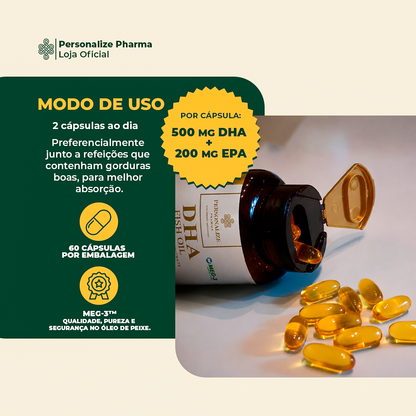 DHA ÔMEGA 3 - DHA 500mg / EPA 200mg por cápsula  60 cápsulas