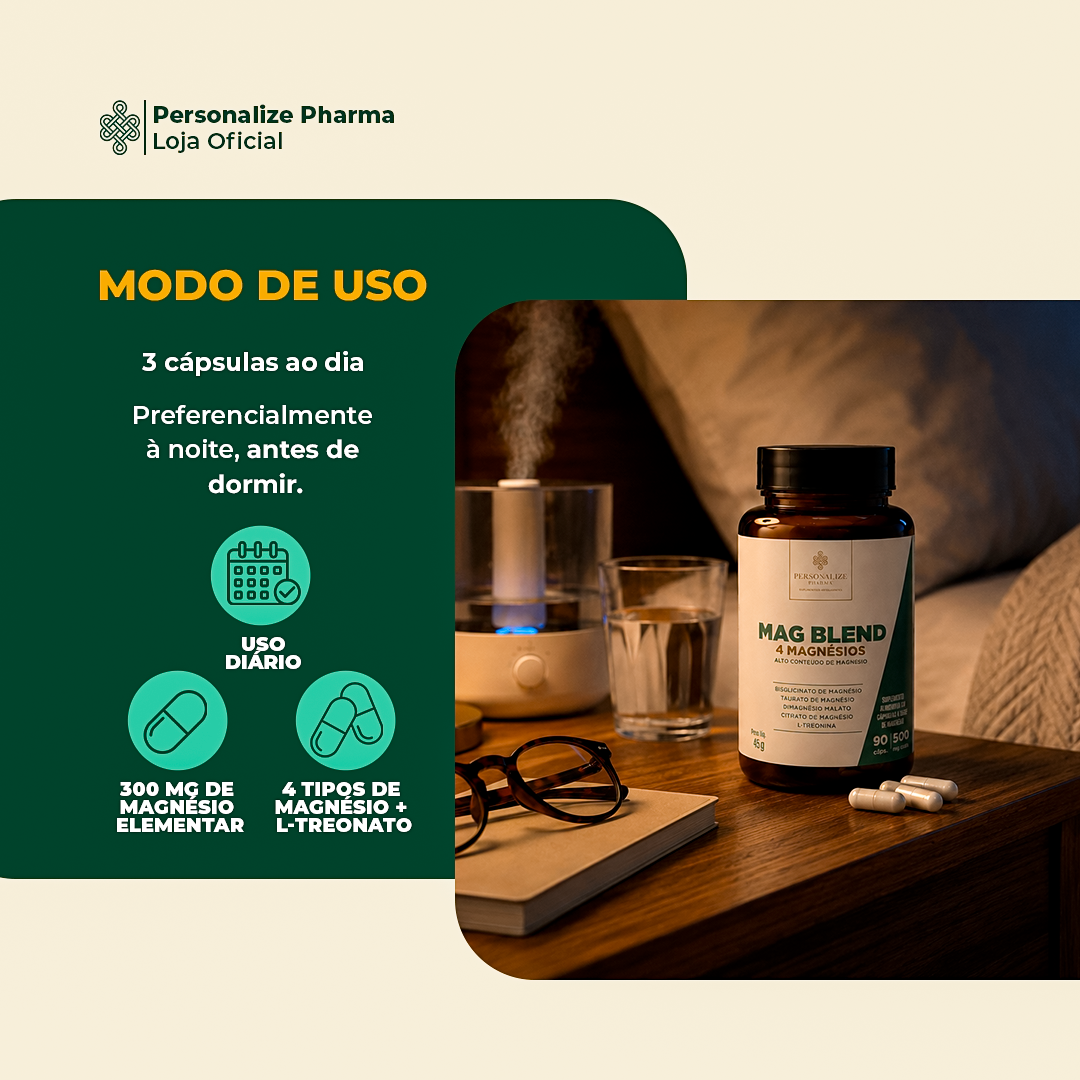 MAG BLEND – Blend de 4 MAGNÉSIOS – 90 cápsulas