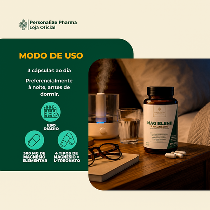MAG BLEND – Blend de 4 MAGNÉSIOS – 90 cápsulas