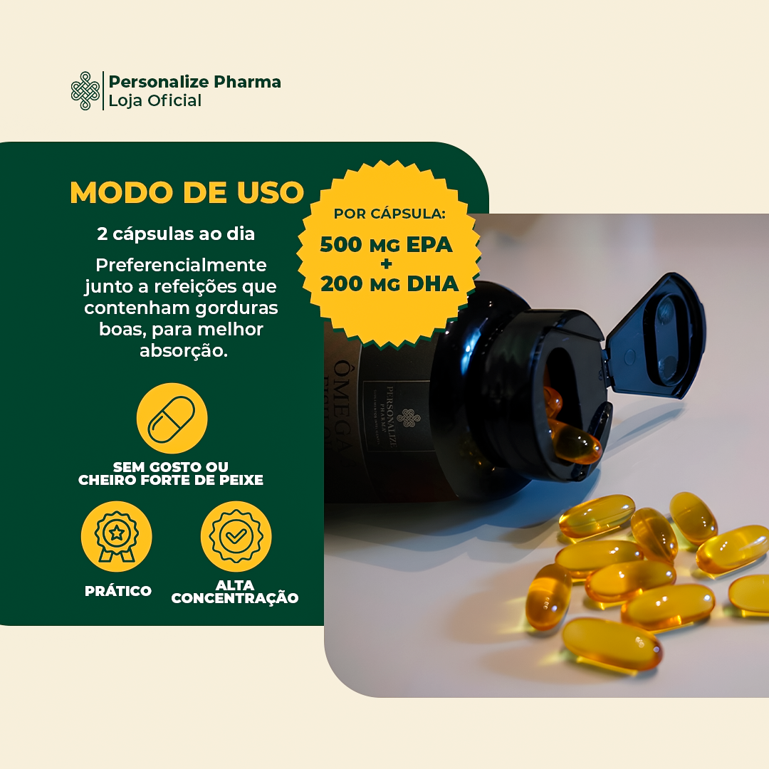 Combo Ômega 3 - 3 unidades- EPA 500mg / DHA 200mg por cápsula - 60 cápsulas