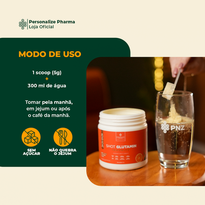 Combo 3 Shot Glutamin Immunity com NAC - 3 Unidades Sabor Tangerina - 150g por pote