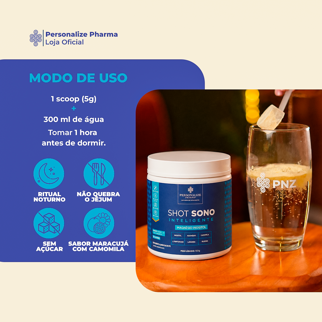 Shot Sono Inteligente - Magnésio Inositol - Rende 30 dias - Sabor Maracujá com camomila