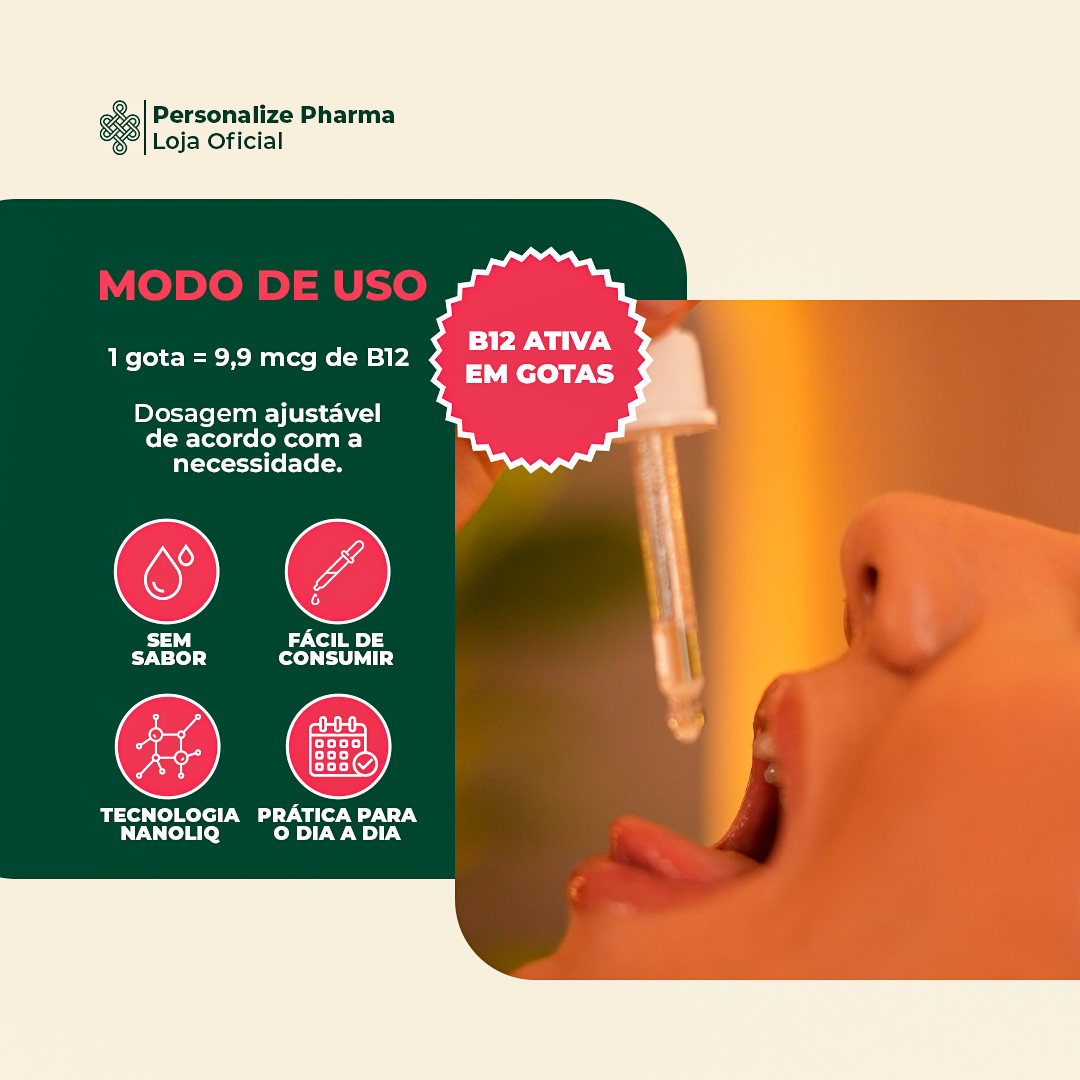 VITAMINA B12 NANOLIQ - Sua dose de bem-estar – 15 ml – sem sabor
