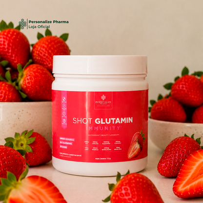 Combo 3 Shot Glutamin Immunity com NAC – 3 Unidades Sabor Morango – 150g por pote